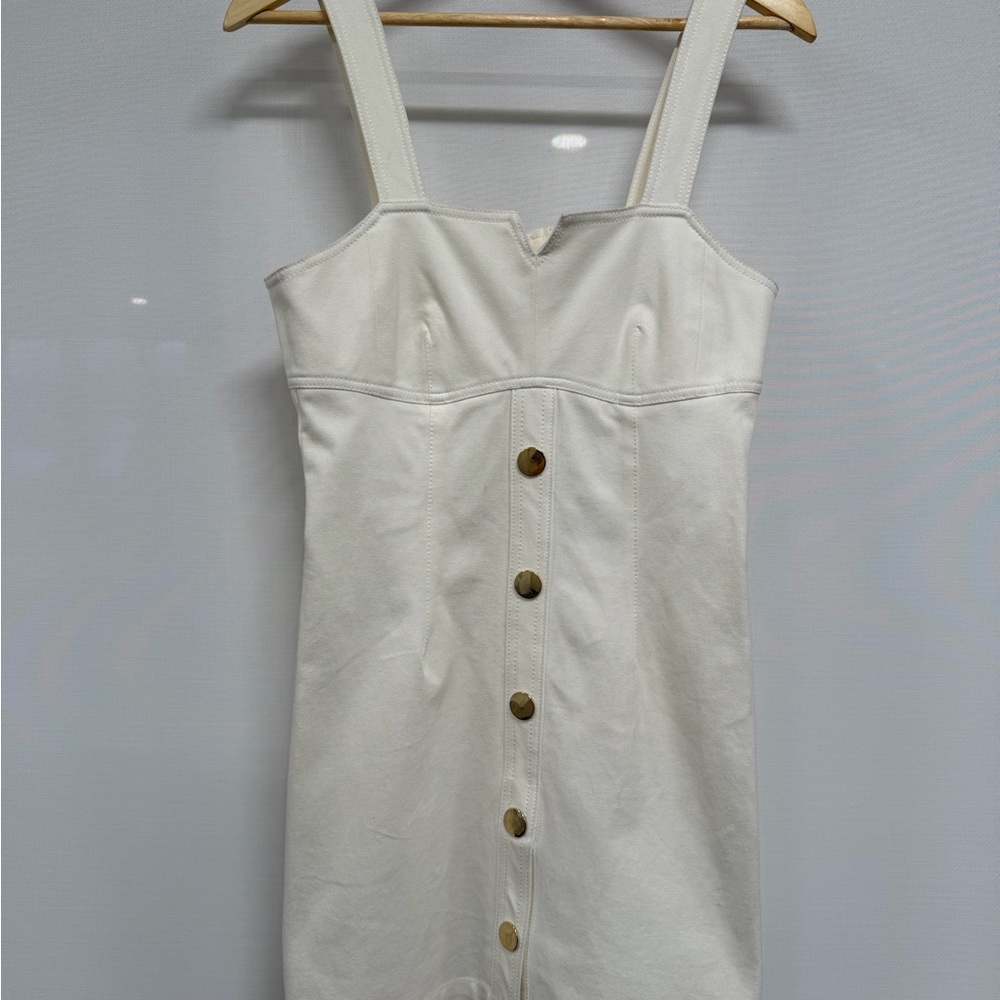 Derek Lam 10 Crosby White Mini Dress Gold Button Bridal Size 4 NWT